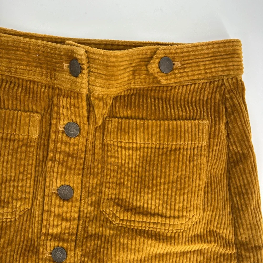Madewell Corduroy Button Front A Line Skirt‎ Gold Mustard Size 0 AB220